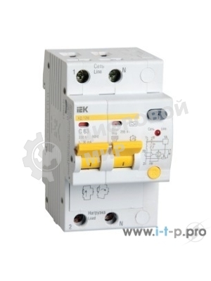 Выключатель автоматический дифференциального тока 2п C 32А 30мА тип A 4.5кА АД-12М IEK MAD12-2-032-C-030
