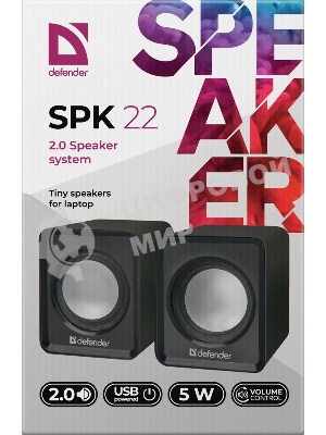 Акустическая система 2.0 Defender #1 SPK 22 черный, 5 Вт, питание от USB