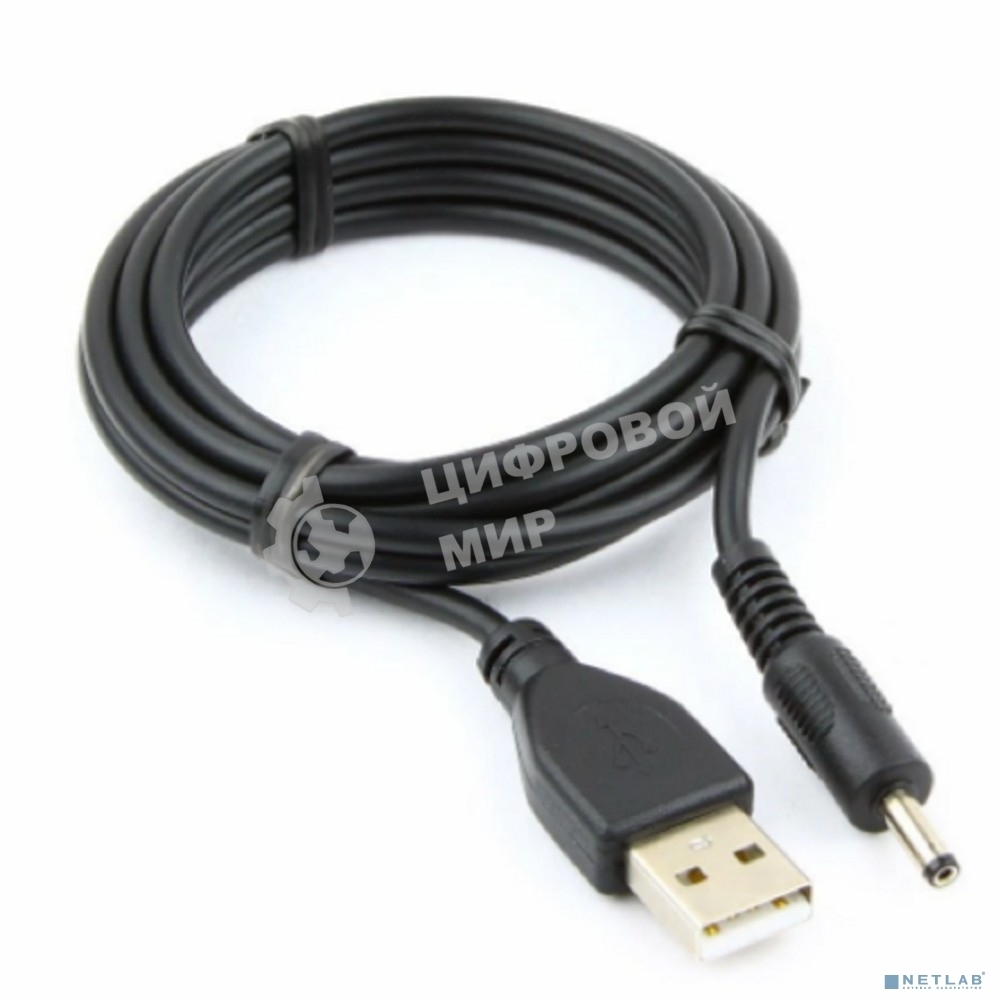Кабель Cablexpert CC-USB-AMP35-6-N USB2.0 AM/DC 3.5мм (для хабов), медь, экран, 1.8м, черный, пакет