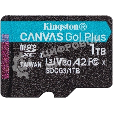 Карта памяти Kingston 1TB microSDXC Canvas Go Plus 170R A2 U3 V30 Card W/O ADP/ Kingston 1TB microSDXC Canvas Go Plus 170R A2 U3 V30 Card W/O ADP