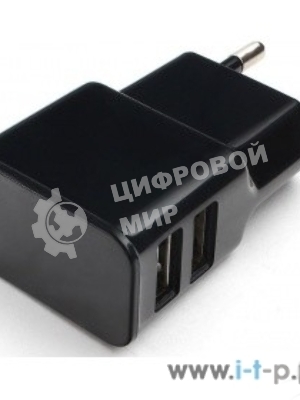 Сетевое зарядное устройство Cablexpert MP3A-PC-12 100/220V - 5V USB 2 порта, 2.1A, черный