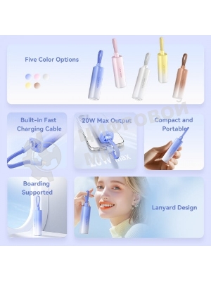 Портативный аккумулятор Vention Power Bank 5000mAh(USB-C + Lightning) 20W Серо-белый, шт.