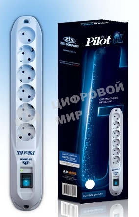 Сетевой фильтр Pilot GL 5 м, 6 розеток, белый, коробка