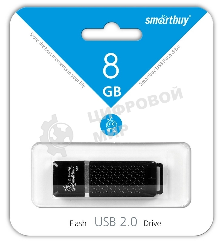 Флешка USB Smartbuy Quartz black (SB8GBQZ-K), 8Gb, USB 2.0, R/W 15/5, черный