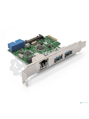 Контроллер ExeGate EX290278RUS EXE-362 PCI-E 2.0, 2*USB 3.0 ext + 1*USB 3.0 int + LAN UTP 1000Mbps, разъем доп.питания (OEM)