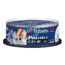 Диск CD-R Verbatim 700Mb 52x Cake Box (25шт) Printable (43439)