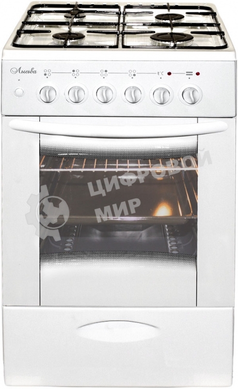 Плита комбинированная Лысьва ЭГ 401 МС-2у белый, конфорок 4 шт, духовка 57 л, 50 см x 84 см x 60 см (без крышки)