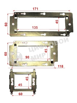 Суппорт Lanmaster LAN-MF45X45 1xMosaic металлический упак:1шт