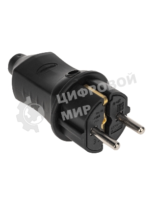 Вилка прямая влагозащищенная PROconnect 2P+PE 230V, 16 А, IP44 каучук