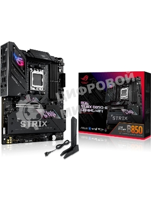 Материнская плата ASUS ROG STRIX B850-E GAMING WIFI, AM5, AMD B850, 4xDDR5, 4xSATA, 5xM.2, 1xPCI-E 5.0 x16, 1xPCI-E 4.0 x16, 1xRealtek 5Gb Ethernet, 1xUSB-C 4, 1xUSB-C 20Gbps, 6xUSB-A 10Gbps, 4xUSB-A 2.0, 3x3.5 мм, 7.1, ATX