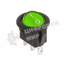 Выключатель клавишный Rexant круглый 12V 20А (3с) ON-OFF зеленый с подсветкой
