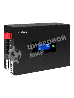 Источник бесперебойного питания (инвертор, синус, для котла, PF=1, настенный) ExeGate IdealSine SR-1500.LCD.2SH  1500VA/1500W, чистая синусоида, цветной LCD-дисплей, 2*Schuko, настенный, черный