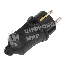 Вилка прямая влагозащищенная PROconnect 2P+PE 230V, 16 А, IP44 каучук