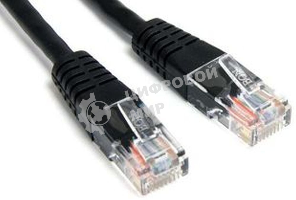 Патч-корд TWT UTP кат.5e, с заливными колпачками, 5.0 м, черный