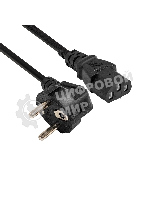 Кабель питания ExeGate Power PC-1,5P (Евровилка угловая Schuko->C13, VDE-250V-3*0.75мм2, медь, черный, 10A, 1.5м)