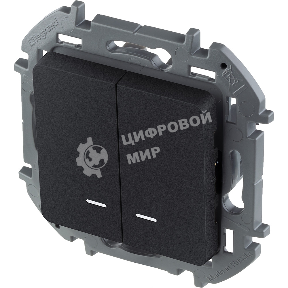 Выключатель 2-клавишный с подсветкой/индикацией 10AX 250 В антрацит