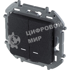 Выключатель 2-клавишный с подсветкой/индикацией 10AX 250 В антрацит