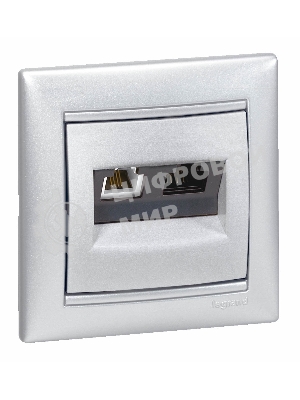 Valena Розетка двойная RJ45 кат.6е UTP + RJ11, алюм. Valena Розетка двойная RJ45 кат.6е UTP + RJ11, алюм.
