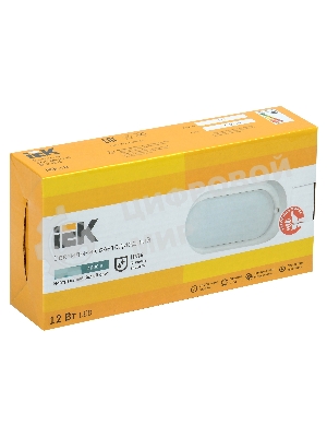 Светильник светодиодный ДПО 4012 12Вт 4000К IP54 овал бел. IEK LDPO0-4012-12-4000-K01