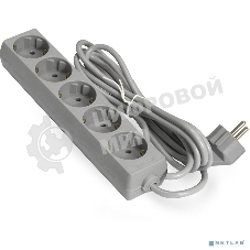 Сетевой фильтр ExeGate EX285826RUS ECE-5-5G (5 евророзетки с заземлением, 5 м, серый)