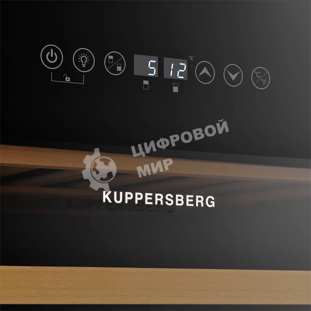 Винный шкаф Kuppersberg RBW 86, встраиваемый, High-Tech, объем 129 л, вместимость 46 бутылок, диапазон температуры 5-22 градусов, сенсорное открытие двери, 4 полки из бука, LCD дисплей, уровень шума 40 дБ, черный