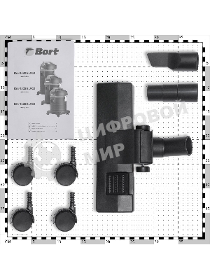 Строительный пылесос Bort BSS-1220 черный (93412598) 240/1200 Вт, уборка сухая/влажная, пылесборник мешок/контейнер, 20 л