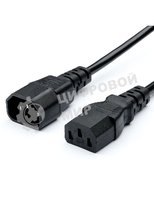 Кабель питания GoPower C14 (m)-C13 (f) 1.8м ПВХ удлинитель черный (1/10/100)