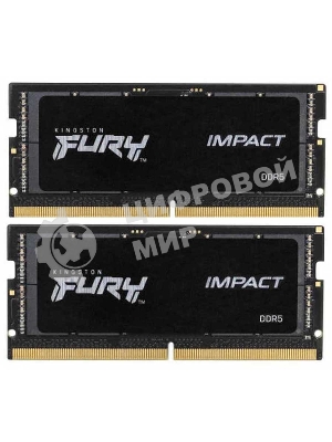 Оперативная память Kingston Fury Impact, DDR5, 32Gb (2x16 Gb), 4800 MHz, CL38, SO-DIMM