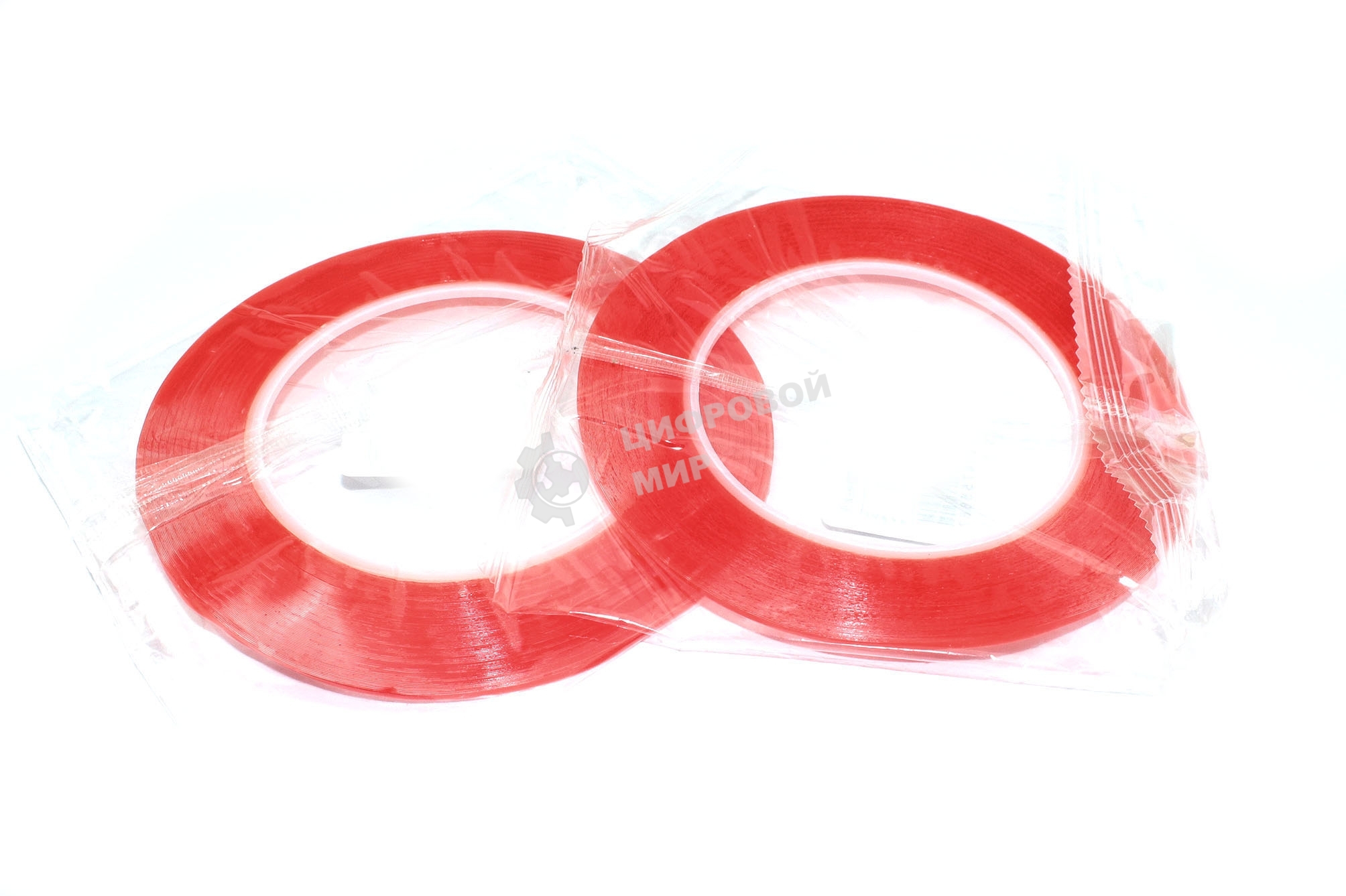 Скотч двусторонний прозрачный 3M с красной защитной лентой ширина 2 мм 25 м 2 шт. 112203