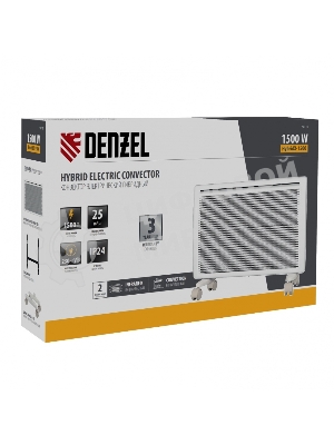 Конвектор электрический гибридный Denzel HybridX-1500 белый, 1500 Вт, 25 м2, термостат, дисплей