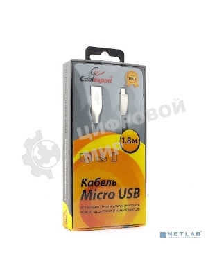 Кабель USB2.0 Cablexpert CC-G-mUSB01Bk-1.8M, AM/microB, серия Gold, длина 1.8м, черный, блистер
