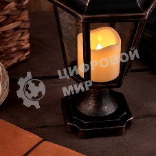 Декоративный фонарь Neon-night на подставке со свечкой, бронзовый корпус, размер 14,5х17х31см, теплый белый