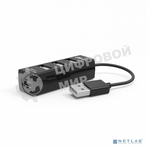Контроллер Ritmix Разветвитель USB (USB хаб) настольный, кабель, на 4 порта USB, High speed USB 2.0, Plug-n-Play, питание от USB, 5В, скорость до 480 Мбит/с, черный (CR-2402)