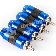 Коннектор Kicx RCA-4BL Комплект из 4-х прямых металлических RCA коннекторов в упаковке, наконечники с никилерованным покрытием, диаметр под RCA кабель до 9мм. (упак.:4шт)