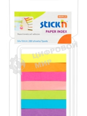 Закладки самоклеящиеся, индексы бумажные Hopax 21618 10x50мм, 7 цветов в упаковке, 40 листов, блистер