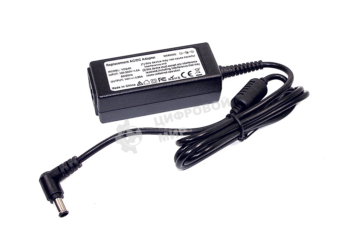 Блок питания для монитора и телевизора LCD 14V 2.86A (6.5x4.4 мм) 40W OEM