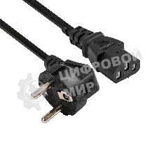 Кабель питания ExeGate Power PC-1,8P (Евровилка угловая Schuko->C13, VDE-250V-3*1.0мм2, медь, черный, 16A, 1.8 м)