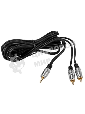 Шнур Rexant Стерео 3,5 мм - 2 RCA 3 м (GOLD-металл)