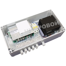 Уличный PoE коммутатор OSNOVO SW-60812/W - на 11 портов. Встроенная грозозащита. Соответствует стандартам PoE IEEE 802.3af/at/bt. Автоматическое определение PoE устройств. Суммарная мощность PoE до 240W. В комплекте оптическая розетка.