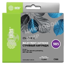 Картридж струйный Cactus CS-LC985C голубой (15 мл) для Brother DCPJ315W/DCPJ515W/MFCJ265W