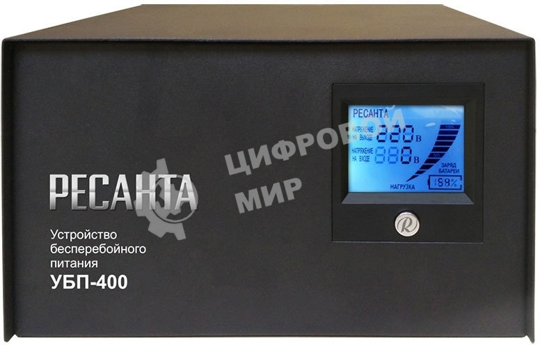 Устройство бесперебойного питания Ресанта УБП-400400 ВА. 300 Вт. 140-260 В. 1 розетка