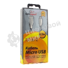 Кабель USB2.0 Cablexpert CC-G-mUSB01Bk-0.5M, AM/microB, серия Gold, длина 0.5м, черный, блистер