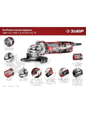 Угловая шлифовальная машина Зубр 125 мм, 1100 Вт.