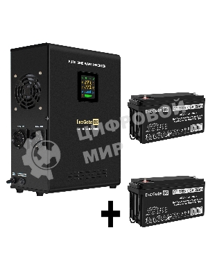 Комплект источника бесперебойного питания Exegate EX296002RUS + батарея 65Aч EX282980RUS 2шт (инвертор, синус, для котла, настенный) ExeGate FineSine SX-2500.LCD.AVR.2SH <2500VA/1800W, чистая синусоида, цветной LCD-дисплей, AVR, 2*Schuko, линейно-интерактивный, крепление настенное/универсальное, черный> + батарея ExeGate DT 1265 (12В, 65Ач) 2шт