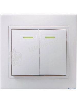 Выключатель 2-кл. СП КВАРТА с инд. 10А IP20 ВС10-2-1-КБ белый IEK EVK21-K01-10-DM