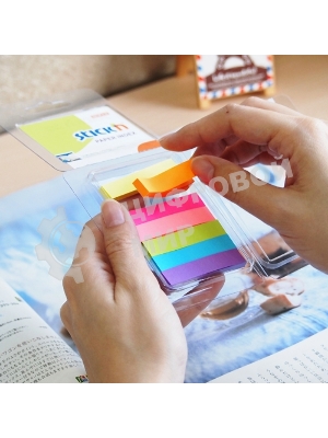 Закладки самоклеящиеся, индексы бумажные Hopax 21618 10x50мм, 7 цветов в упаковке, 40 листов, блистер