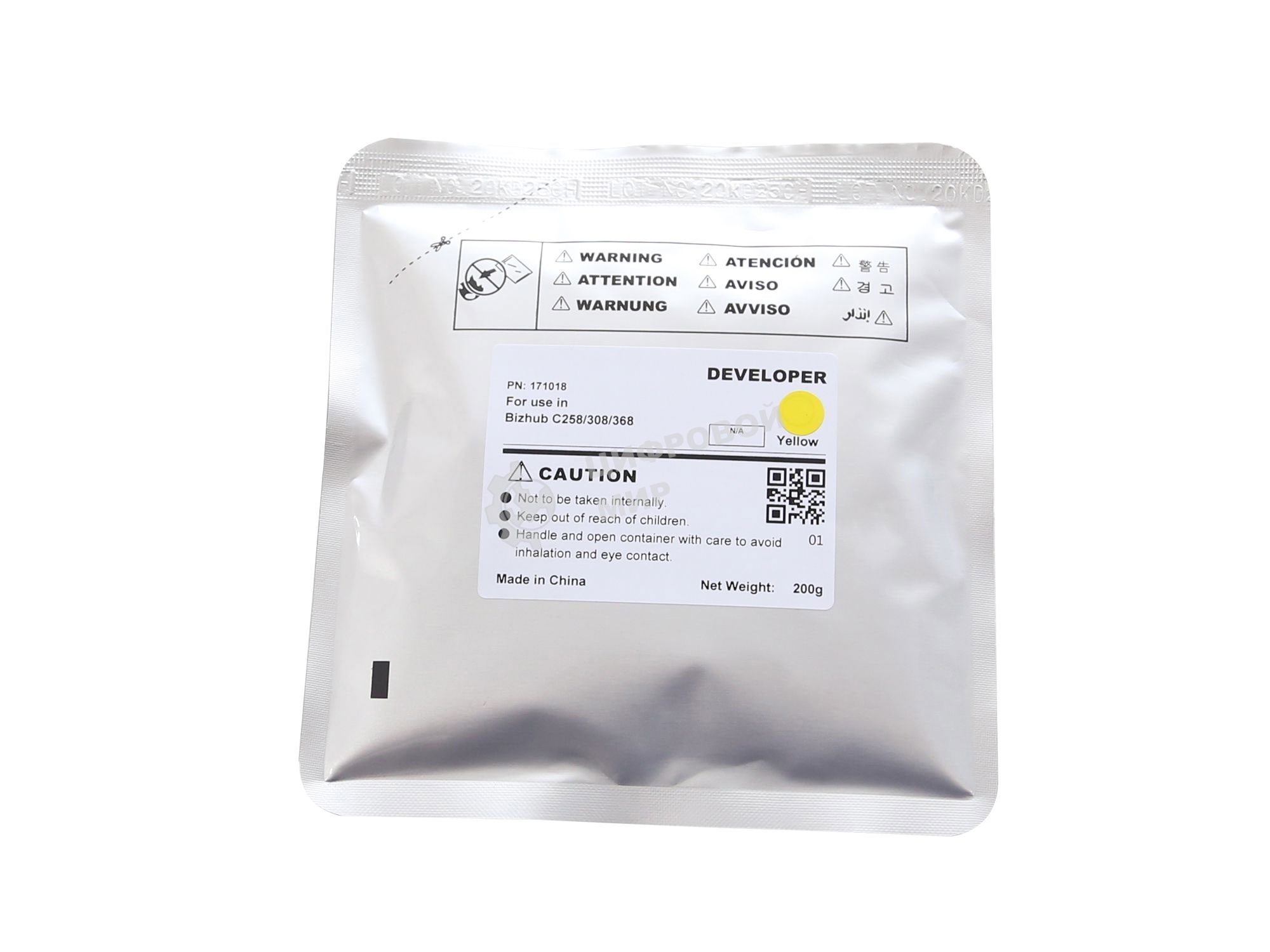 Девелопер CET для KONICA MINOLTA Bizhub C258/C308/C368 Yellow, 200г, 600000 стр.