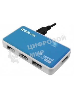 Концентратор USB Defender Quadro Power, USB, адаптер/через USB, блок питания