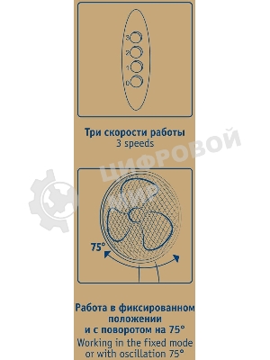 Вентилятор напольный Scarlett SC-SF111B29 45Вт скоростей:3 белый/голубой
