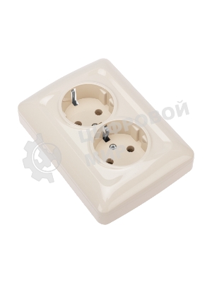 Розетка Kranz 2-ая DEA керамика с/з с/у 16А бежевый (1/10/100)